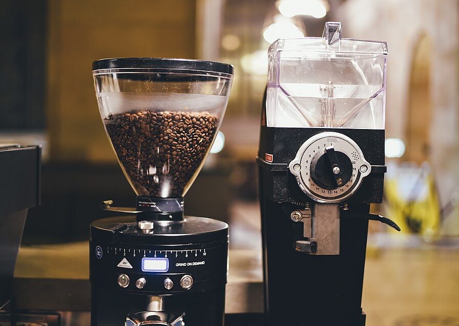 Foundry Dark — beans in grinder