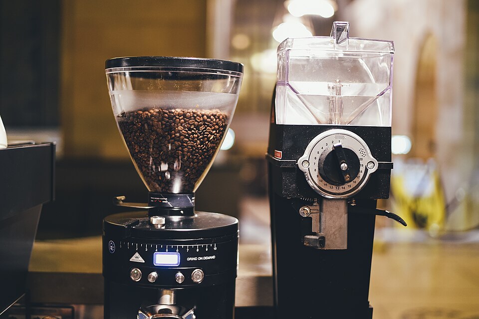 Foundry Dark — beans in grinder